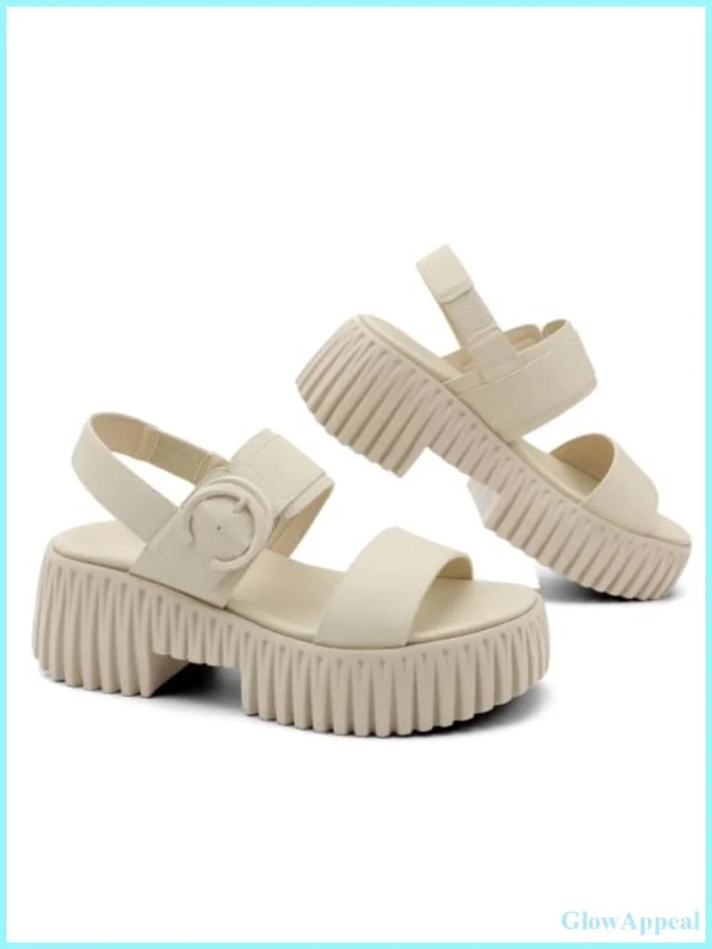 Womens Platform Sandals Chunky Block Wedge Heel Faux Leather Arch Support